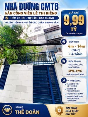 Nhà CMT8 gần công viên Lê Thị Riêng, hẻm xe hơi, tiện ích bao quanh