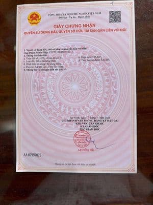 Bán đất mặt tiền đường, sổ hồng riêng, dt 106m2, giá 1,1 tỷ