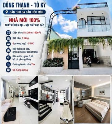 Nhà phố 160m2 Hóc Môn, 3 tầng, 9 tỷ, gần chợ 3 Bầu