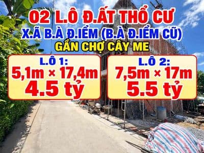 Bán 2 lô đất Xã Bà Điểm gần Chợ Cây Me, Sổ hồng riêng