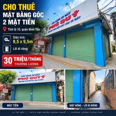 Cho thuê Mặt Bằng Mặt tiền đường tỉnh lộ 10, ngang 10m, diện tích đẹp