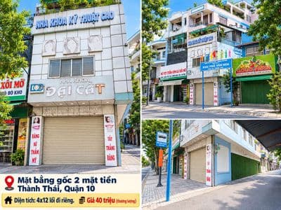 cho thuê gốc 2 mặt tiền đường Thành Thái quận 10 , diện tích 50m2