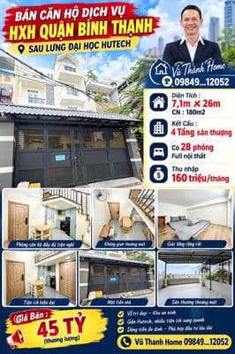 Bán căn hộ dịch vụ hxh quận bình thạnh