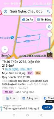 Cần tiền bán gấp lô đất xã suối nghệ -châu đức - bà rịa vũng tàu 7x32m
