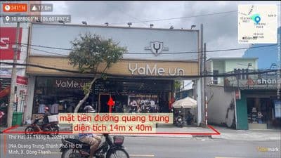 bán nhà 14m x 40m mặt tiền đường Quang Trung,gần chợ Hóc Môn giá 39 tỷ