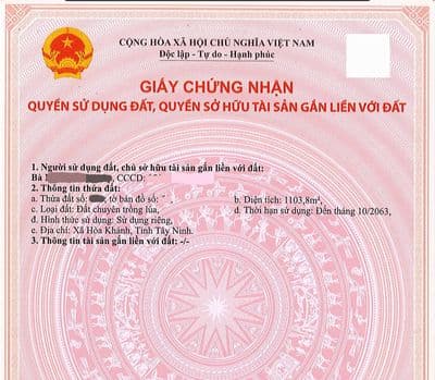 Bán Lô Đất Mặt Tiền Đường Tỉnh Lộ 825, xã Hòa Khánh, Tây Ninh
