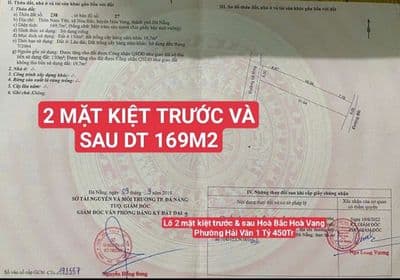 Đất hoà bắc 2 mặt kiệt trước và sau dt 169m
