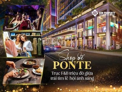 Cho thuê shophouse khối đế The Ponte mặt sông hàn cầu rồng