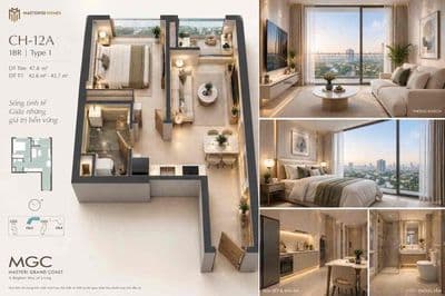 Chỉ 2,653 tỷ sở hữu ngay được căn 1 ngủ + tại dự án MasteriGrandCoast