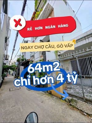 Chủ ngộp bán rẻ hơn giá ngân hàng - 64m2 ngay chợ cầu, gò vấp