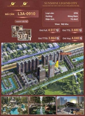 Bán căn hộ Sunshine Legend City 2PN 70.4m2