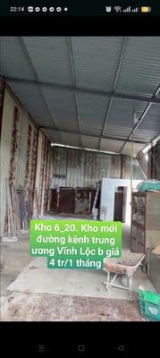 kho Thuê 6*20 Cao ráo Đường Kênh Trung Ương Vĩnh Lộc B Bình Chánh tphc
