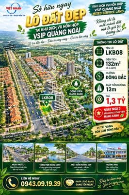 Lkb08 – 132m² | 1,3 tỷ | ngay ngã 3 – bên hông công viên