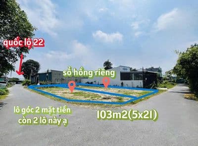 Đất thổ cư 103m2 giá 1,15 tỷ, đường Giồng Cát Tân Phú Trung, Củ Chi