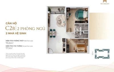 Bán Căn Hộ 2PN2WC 65m2 , Tầng 18, full nội thất An Cường .