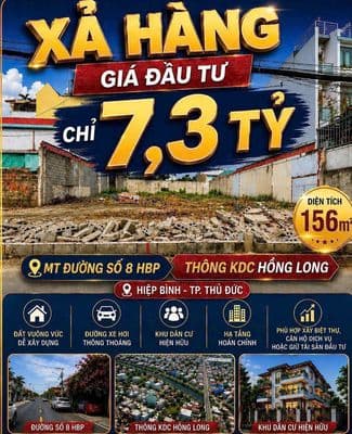 Bán gấp 156m2 lô đất TC đường oto KDC Hồng Long Hiệp Bình Phước 7 tỷ 3