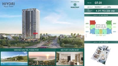 Căn 2pn hiyori view thành phố + biển giá cđt chỉ 4,2 tỷ chưa vat