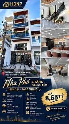 Nhà Phố 5 Tầng – 72m² – Đường 5A Bình Tân