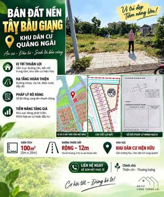 Chính chủ cần bán đất nền đẹp – kdc tây bầu giang quảng ngãi