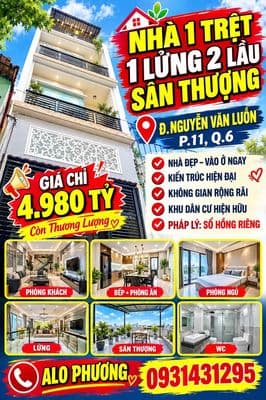 Nhà giá tốt . hẻm 3.5m . khu vực quận 6