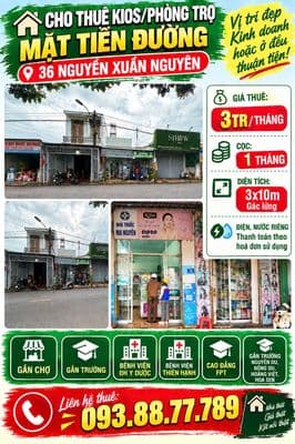 Cho thuê nhà mặt tiền đường 36 nguyễn xuân nguyên