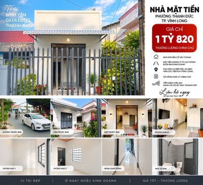 Bán nhà mặt tiền vĩnh long – 1 tỷ 820, có thương lượng