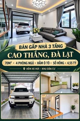 Bán gấp nhà 3 tầng – hẻm xe hơi cao thắng, đà lạt