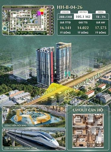 2PN Sở hữu tầm view công viên nội khu trực diện ga METRO thượng đình