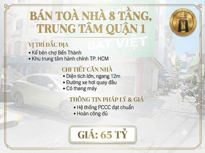 Bán nhà 8 tầng, kế chợ Bến Thành, TT Quận 1, 250m2, SHR, hoàn công đủ