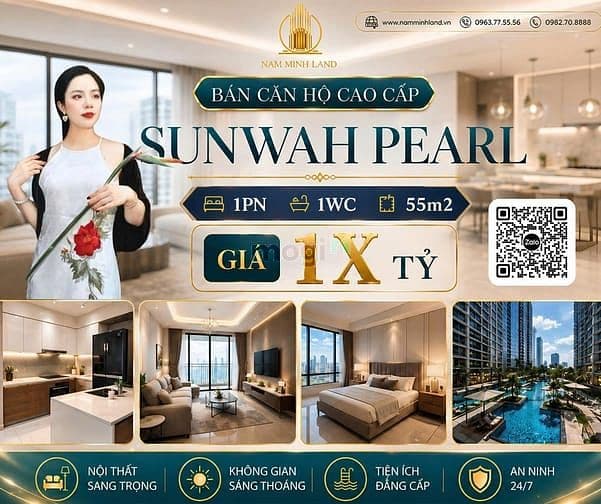 Nam Minh Land - Bán căn hộ Sunwah Pearl 1 PN 50m2 + 30m2 sân vườn
