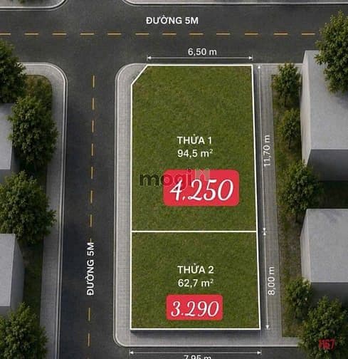 Bán đất 95m2 góc 2 mặt tiền cách đường Phạm Văn Thuận 100m giá 4.25 tỷ