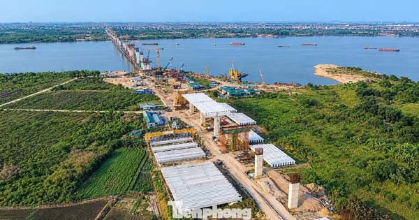 Cầu Hồng Hà trên Vành đai 4 sau một năm thi công